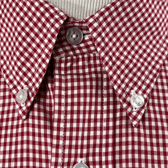 L.L. Bean Red Plaid Cotton Button Down Shirt Short Sleeve Large - Picture 8 of 11